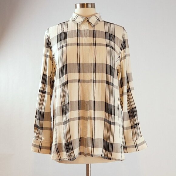 Theory Women's "Menswear Shirt" in Plaid Viscose/Silk - M - EUC - Picture 2 of 8